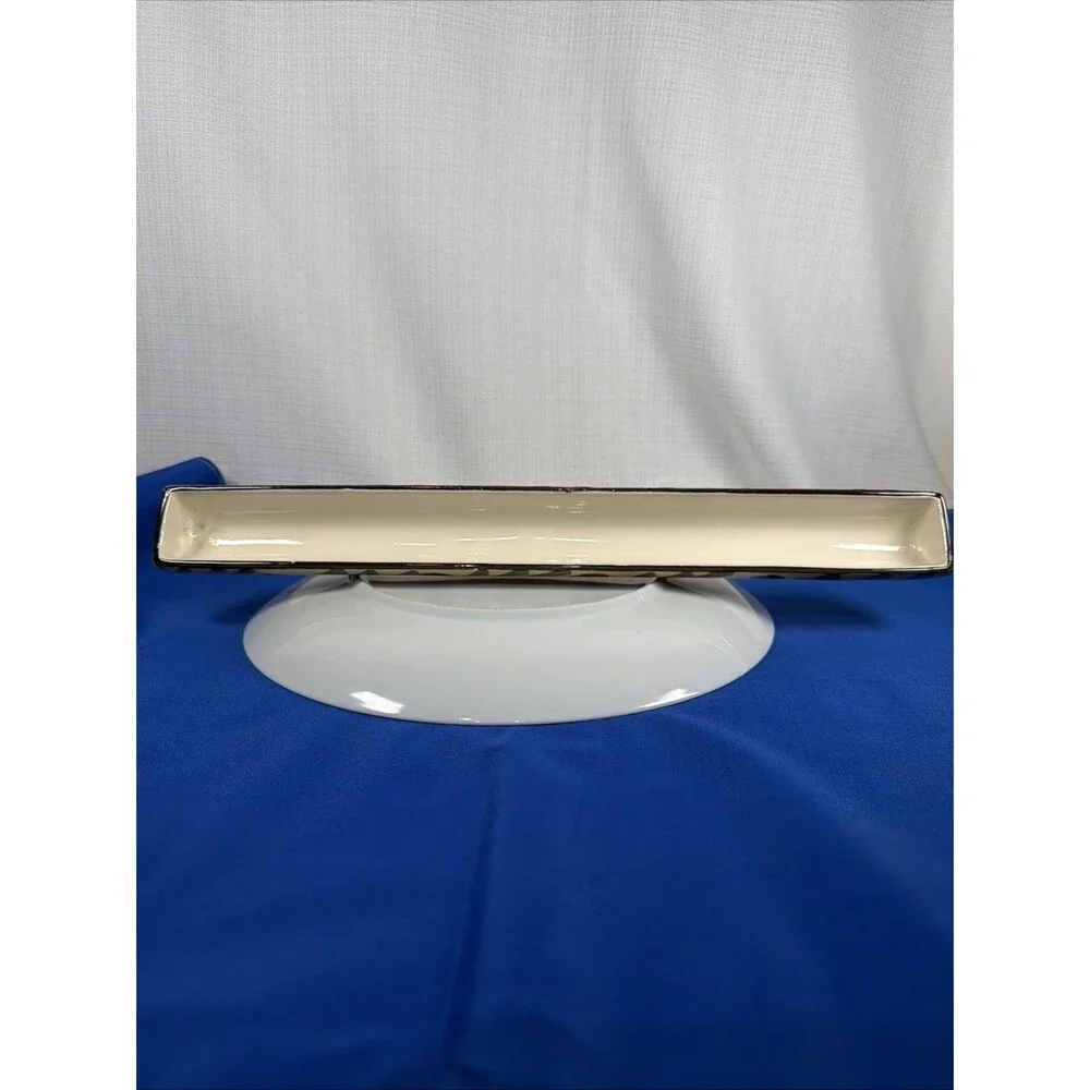 Vintage Italian Ceramic Olive Boat Hand Painted Olive Branch Long Appetizer Tray